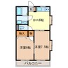 デュオグランＢ 2DKの間取り