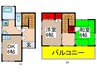 小関ハイツ 2DKの間取り