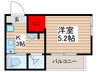 MELDIA南浦和Ⅳ 1Kの間取り