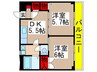 アベニュ－ゆりの木Ⅱ 2DKの間取り