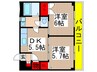 アベニュ－ゆりの木Ⅱ 2DKの間取り