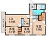 サザンクロス弥生 3LDKの間取り