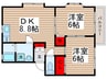ヴェルドミ－ル 2DKの間取り