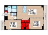 スカイヒルズ 2LDKの間取り