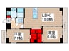 スカイヒルズ 2LDKの間取り