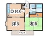 稲荷坂ハイツ 2DKの間取り