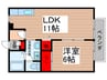 グリーンフィールドＢ棟 1LDKの間取り