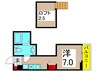 グランコート六町 1Rの間取り