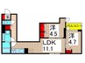ルリアン谷中 2LDKの間取り