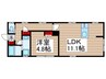 Livixia清川 1LDKの間取り