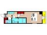CREVISTA綾瀬Ⅱ(601) 1Kの間取り