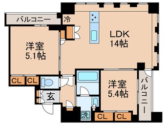 間取図 ﾊﾟｰｸｱｸｼｽ月島ﾏﾁｭｱｽﾀｲﾙ（9階）