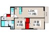 アルベロ島根 2LDKの間取り