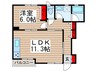 バルディッシュ 1LDKの間取り