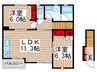 バルディッシュ 2LDKの間取り