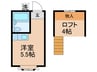 グラスメイ 1Rの間取り