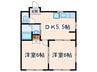 パークテラス府中 2DKの間取り