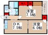 パレス細田 2DKの間取り