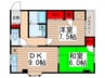 パレス細田 2DKの間取り