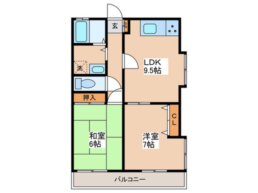 間取図 ｸﾚｽﾄﾊｲﾑⅡ