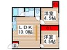 中峠ハイツＥ２棟 2LDKの間取り