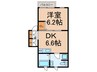 Villa　soleil中台 1DKの間取り
