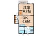 Villa　soleil中台 1DKの間取り