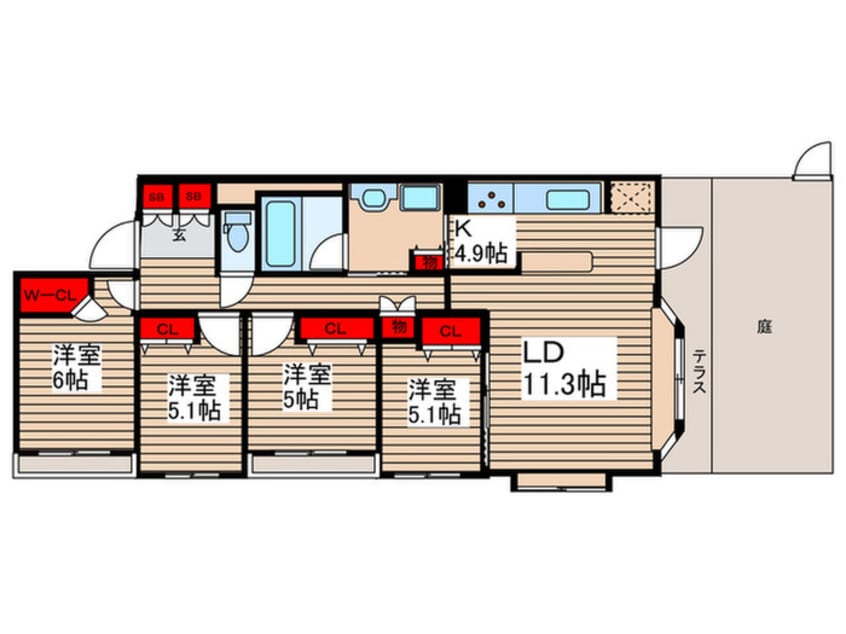 間取図 アンビシャス南柏（102）