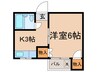 ホワイトコ－トＫＡＹＡ 1Kの間取り