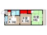 扇マンション 2Kの間取り