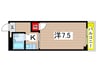 ユ－ゲントハイム 1Kの間取り