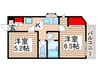 スタジオ北柏1号棟.2号棟.3号棟 2Kの間取り