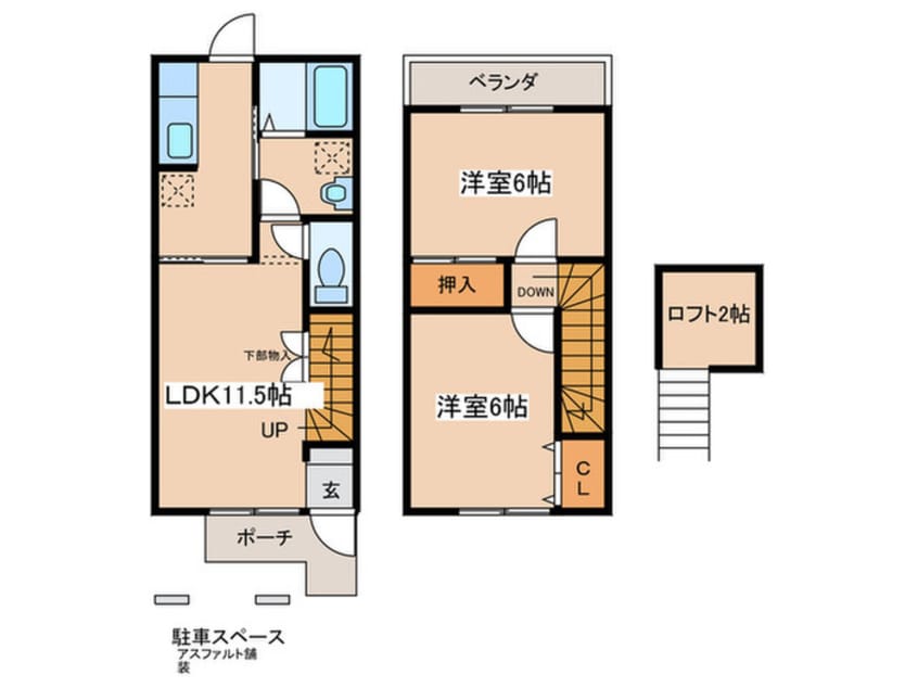 間取図 ｶｰｻ･ｲﾉｳｴ･ﾃﾙｯﾂｵ