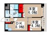 西川口朝日マンション 2DKの間取り