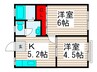 第２リトルコ－ポ 2Kの間取り