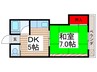 第二秋谷コーポ 1DKの間取り