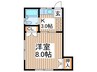 クロ－バ－フラット ２ 1Kの間取り