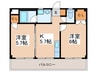 北雄マンション 2Kの間取り