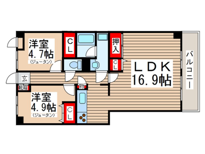 間取図 ﾗｲｵﾝｽﾞﾏﾝｼｮﾝ船橋第６　３０５