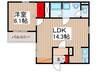 リーブルファイン足立区西新井 1LDKの間取り