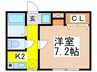 アサヒハイツⅢ 1Kの間取り
