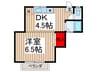 ヴァンテ－ヌ 1DKの間取り