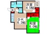 ニュー原木マンション 2DKの間取り