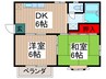 ビュークレスト 2DKの間取り