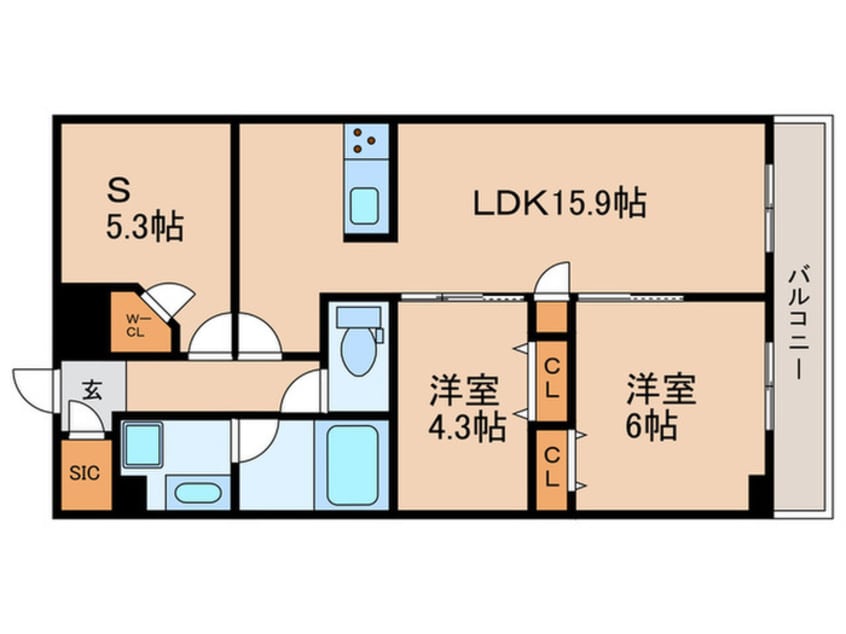 間取図 プライムガーデン若木