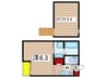 コティ 1Kの間取り