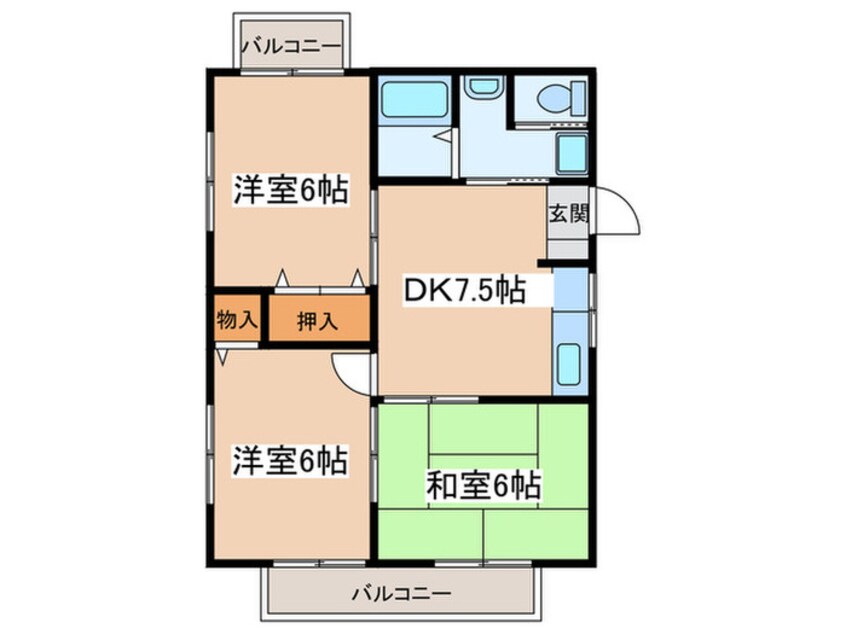 間取図 アパ－ト笠窪シオン