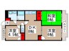 東所沢グリーンハイツ２号棟 3DKの間取り