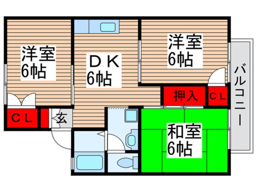 間取図 パ－ルハイツ海老原２８