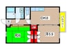 リバーサイド多摩 2DKの間取り